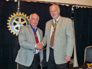 Handover to new President Howard Birch for 2013/14 by outgoing Immediate Past President Mike Daniels